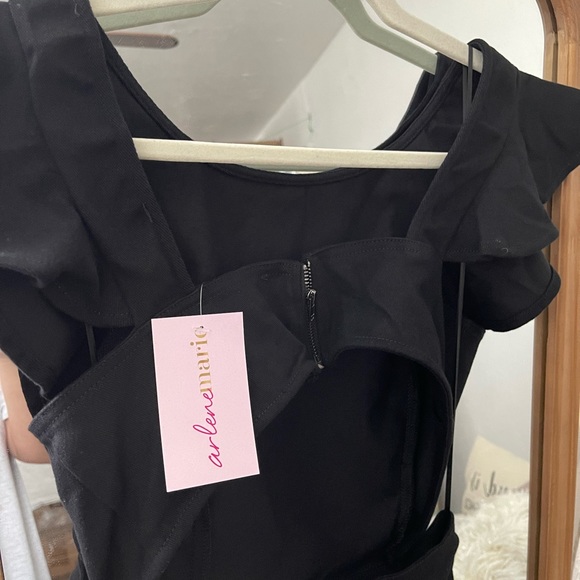 Ruffle Stretch Denim Jumpsuit NWT - Picture 4 of 4